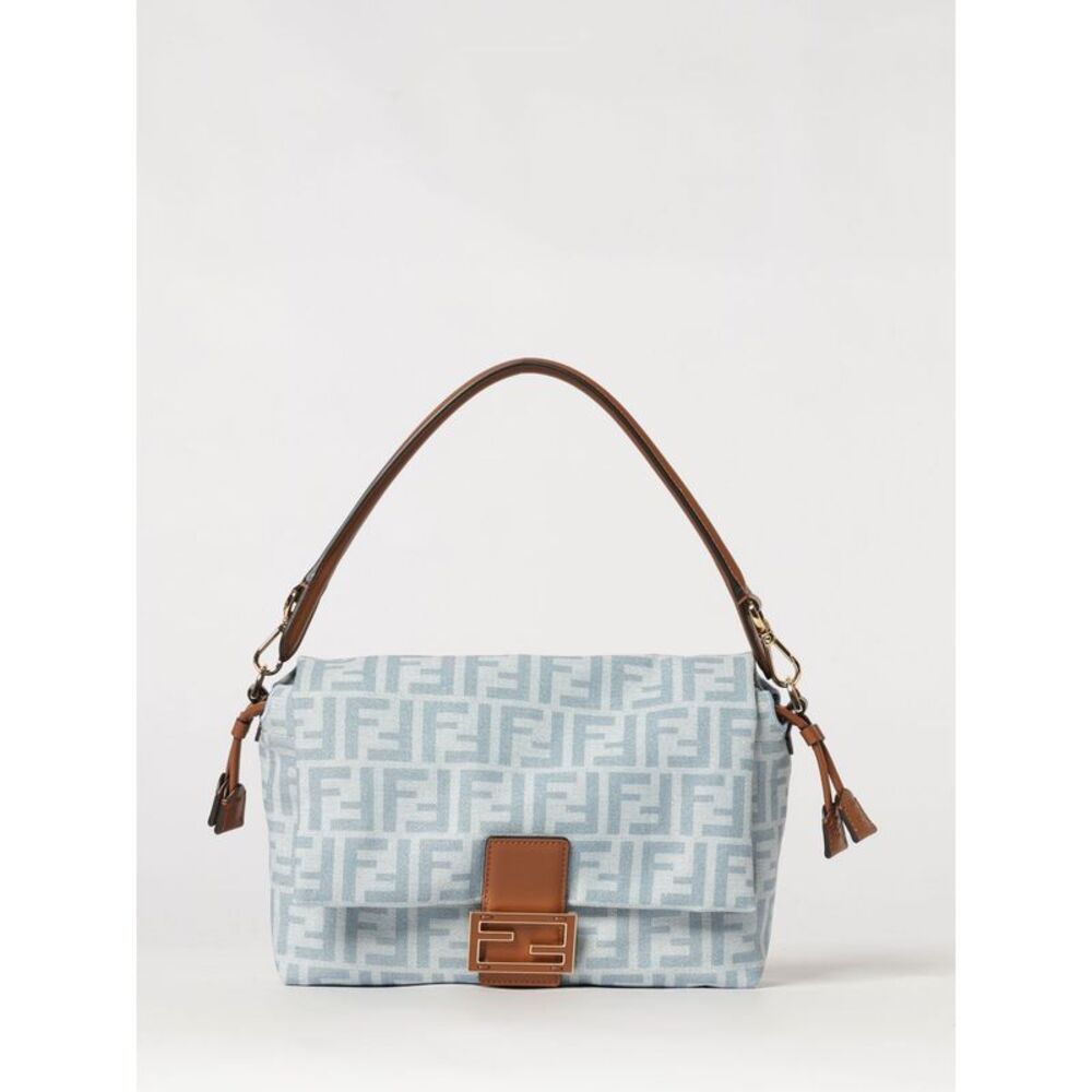 Fendi Women Fendi Mamma Baguette Ff Monogram Jacquard Denim Shoulder Bag
